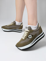 Sneakers Met Platformzool Flex M Jogger Uit Leder No name Groen women IMKNITAY-vue-porte